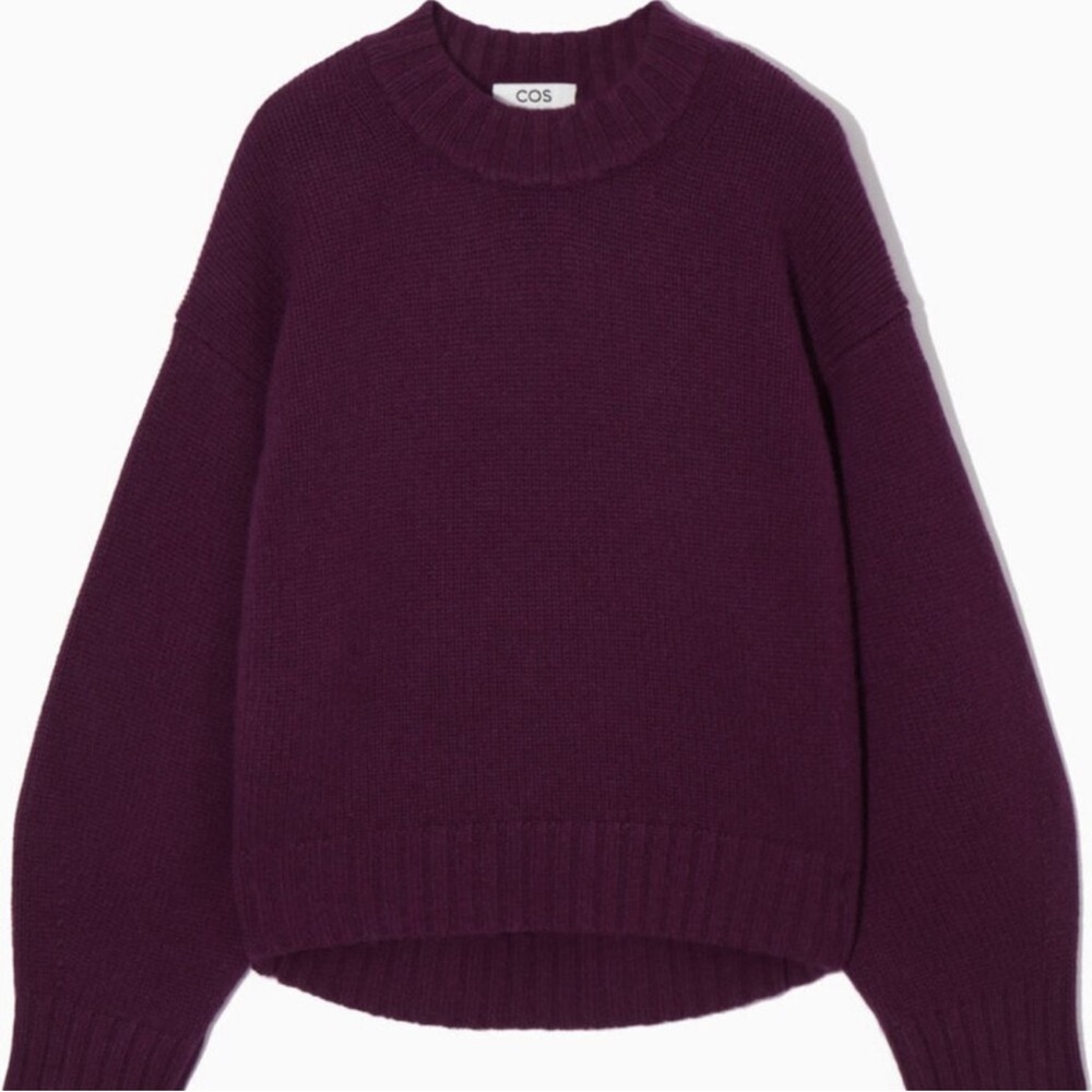 COS Chunky Pure Cashmere Crew-Neck Sweater Plum Purple Size XS